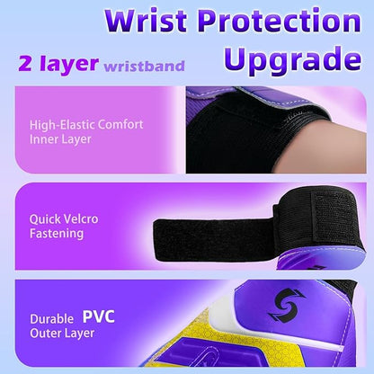 Sportout Kids Goalkeeper Gloves, Soccer Gloves with Double Wrist Protection and Non-Slip Wear