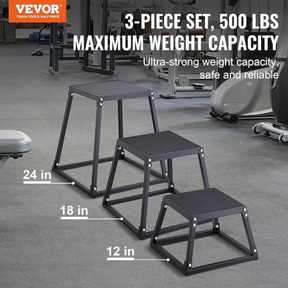 VEVOR Plyometric Jump Box, 18 Inch Plyo Box, Steel Plyometric Platform and Jumping Agility Box