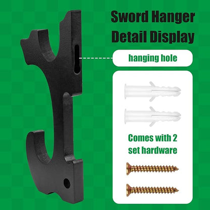 Sword Holder Wall Mount 2-Tier Hook Katana Holder Adjustable Display Hanger for Samurai Sword Tanto