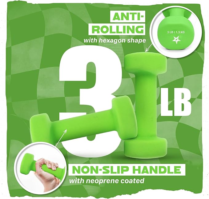 Yes4All Neoprene Coated Dumbbell Hand Weight Sets of 2 - Multiple Weight Options with 15 Colors
