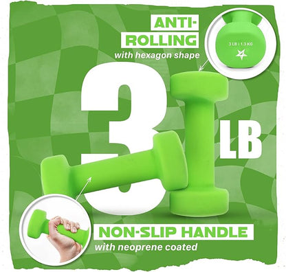 Yes4All Neoprene Coated Dumbbell Hand Weight Sets of 2 - Multiple Weight Options with 15 Colors