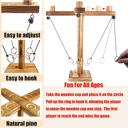 Ring toss Game for Adults,Yard Games,Wooden Rings for Ring toss,Outdoor Indoor Games,Bars Hook and