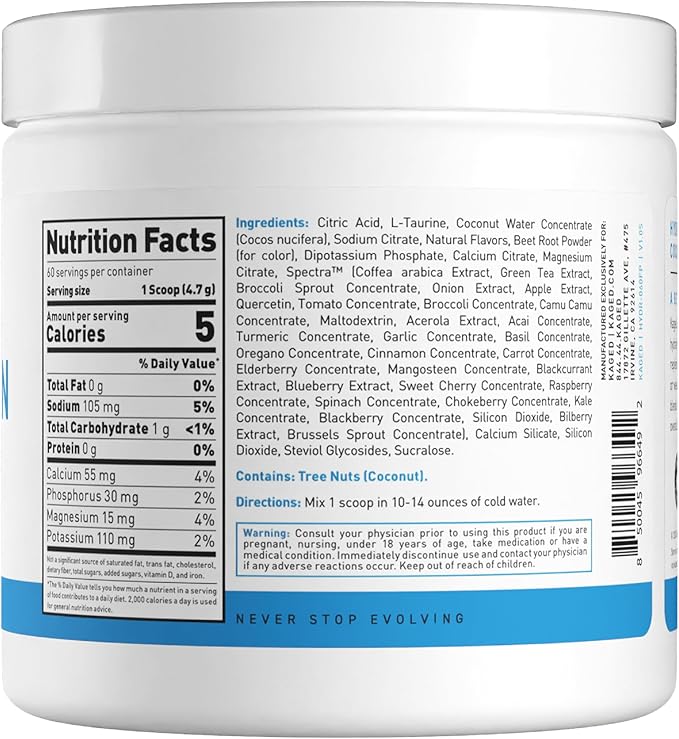 Kaged Hydration Electrolytes Powder | Fruit Punch | Hydra-Charge Sports Drink Mix | Pre, Post