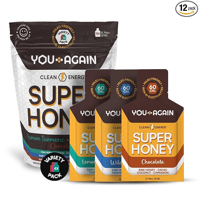 You Again Super Honey Packets - Variety | Workout Clean Energy Gel | Cycling, Endurance, Running