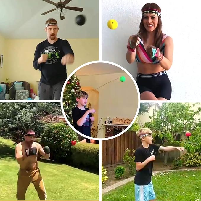 TEKXYZ Boxing Reflex Ball, 2 Difficulty Levels Boxing Ball with Headband, Perfect for Reaction