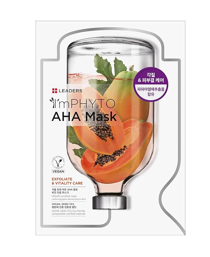 I'MPHYTO Leaders Facial Mask 10 Sheet AHA Vegan Mask | Exfoliating& Vitality Skin Care |