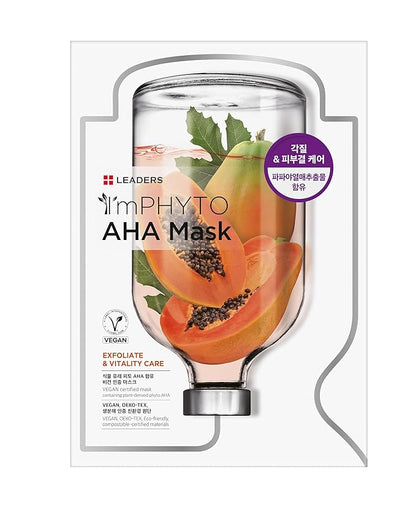 I'MPHYTO Leaders Facial Mask 10 Sheet AHA Vegan Mask | Exfoliating& Vitality Skin Care |