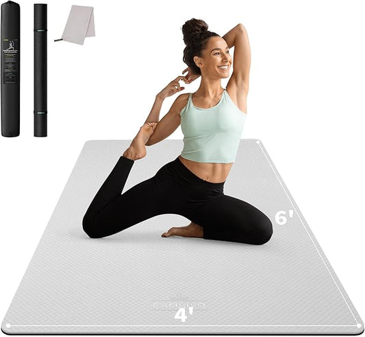 CAMBIVO Large Yoga Mat (6'x 4'), Extra Wide Workout Mat for Men and Women, Yoga Mat Thick 1/3 &1/4