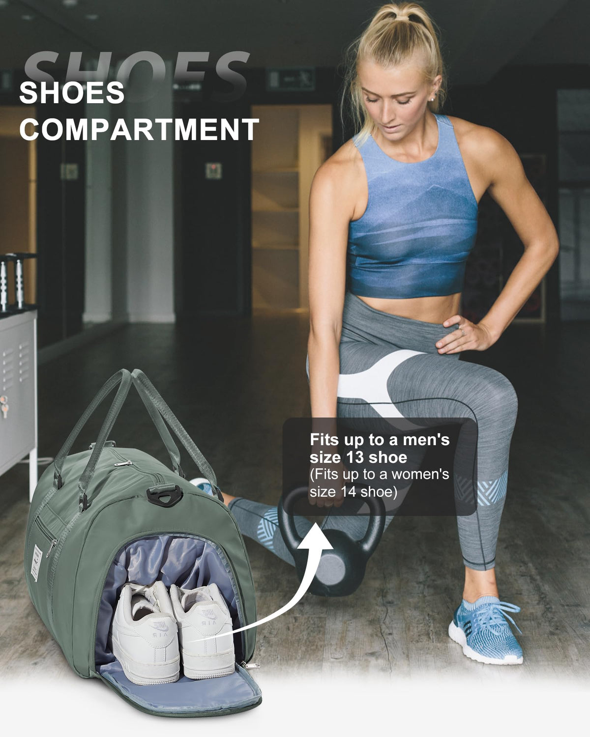 Gym Bag Womens Mens with Shoes Compartment and Wet Pocket Travel Duffel Bag for Women for Plane