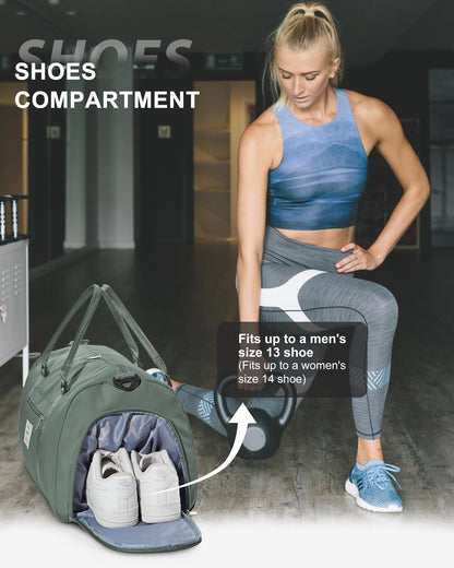 Gym Bag Womens Mens with Shoes Compartment and Wet Pocket Travel Duffel Bag for Women for Plane