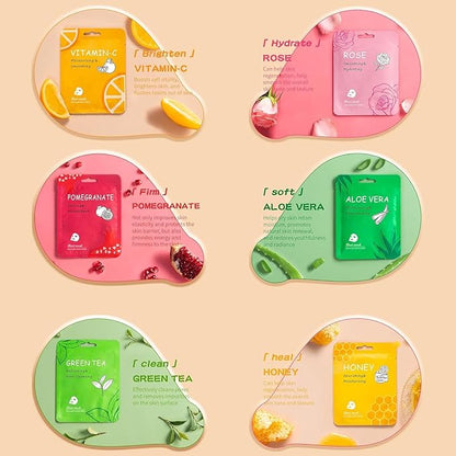 24 Pack Sheet Face Masks Skincare for All Skin Types, Hydrating Face Mask Beauty Suitable for