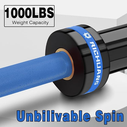7ft Olympic Barbell, Weightlifting Barbell 28mm 45lb - 500/700/1000lbs Capacity with Smooth
