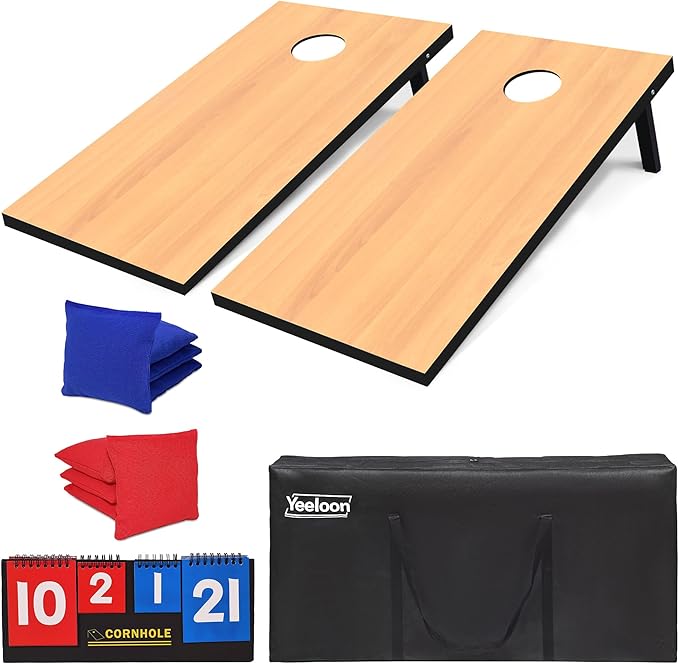 Cornhole Set, Regulation/Tailgate Size Cornhole Boards with 8 Bean Bags and Carrying Case, 4x2/3x2