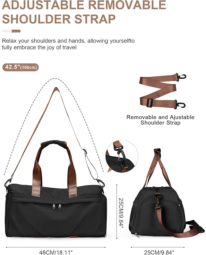 Gym Bag for Women Men with Shoe Compartment, Sport Duffel Bag, Waterproof Travel Weekender