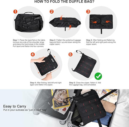 WITZMAN Foldable Duffle Bag for Travel 65L Lightweight Packable Duffel Bag with Shoes Compartment