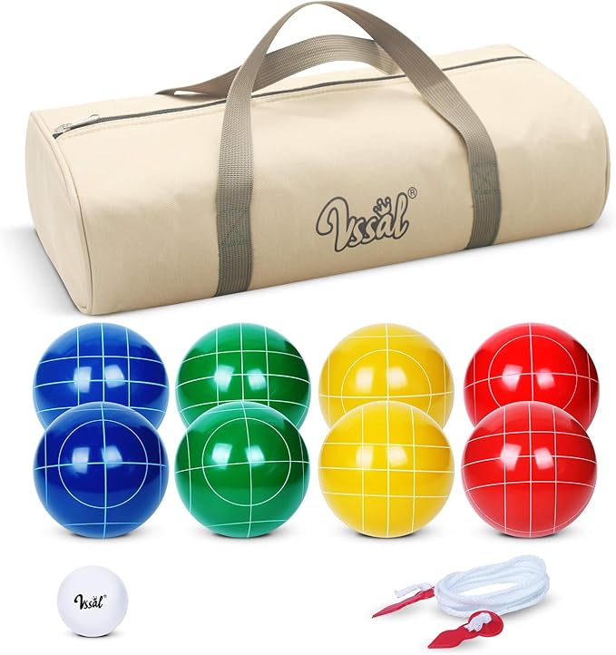 Bocce Ball Set Regulation Size and Weight for Professional Tournament, Backyard, Beach, Lawn Game
