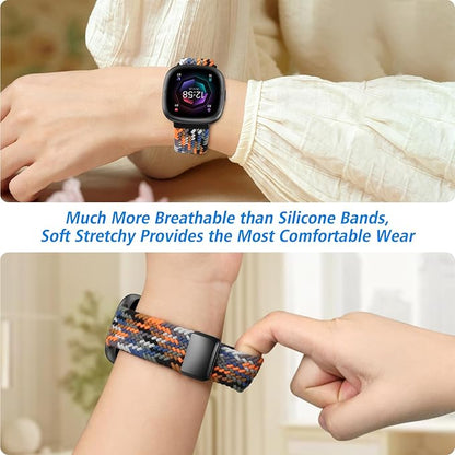 Fintie Magnetic Braided Stretchy Band Compatible with Fitbit Versa 4 3 / Sense 2 1, Soft Woven