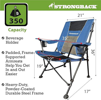 STRONGBACK Camping Chair XL Guru Heavy Duty Camping Chairs with Lumbar Support, Backpack Folding