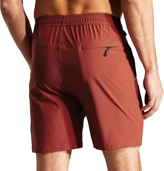MIER Men's Quick Dry Running Shorts with Zipper Pocket, Elastic Waist Athletic Workout Exercise
