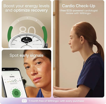 Withings ScanWatch 2 - Hybrid Smart Watch, Heart Rate Monitoring, Fitness Tracker, Cycle Tracker