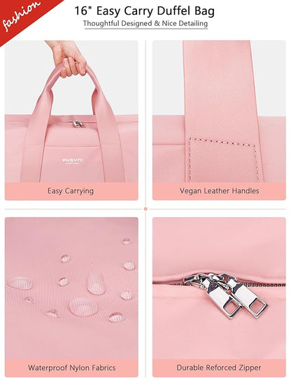 Compact Sports Gym Bag for Women Girls, Cute Mini Duffle Bag with Wet Pocket & Shoes Compartment
