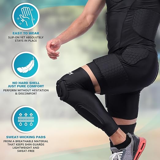 TUOY Knee Pad with Shin Guard Pads, Protective Shin/Knee Sleeve Support for Soccer, Football