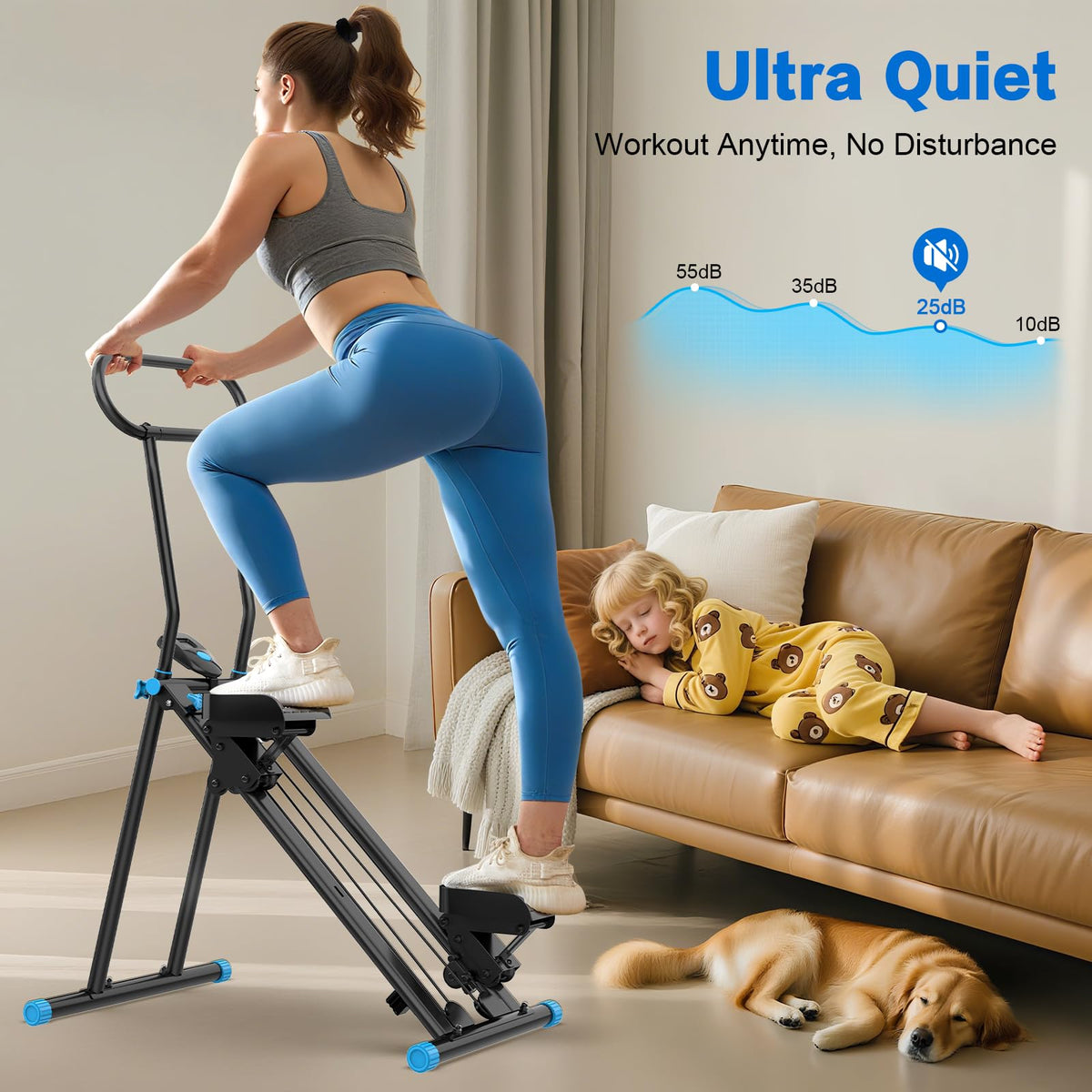 HXD-ERGO Stair Stepper for Home, 6 Adjustable Resistance Vertical Climber Cardio Exercise Machine