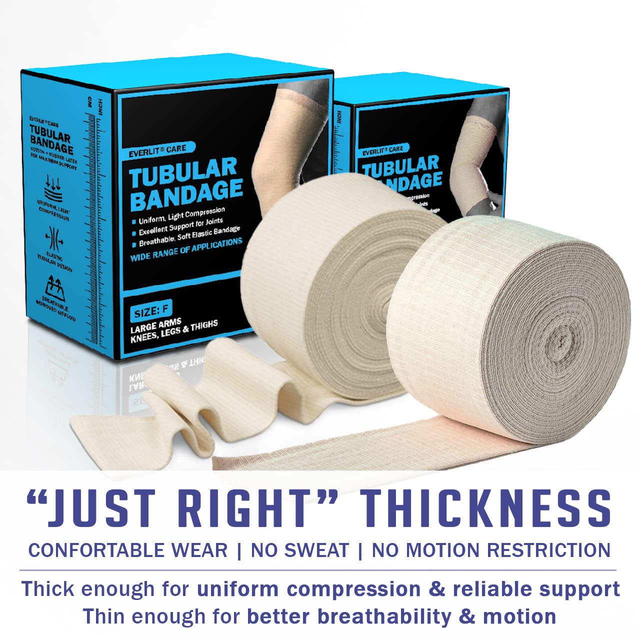 EVERLIT Elasticated Tubular Support Bandage | Stockinette Tubing for Large Arm, Knees, Legs | Light