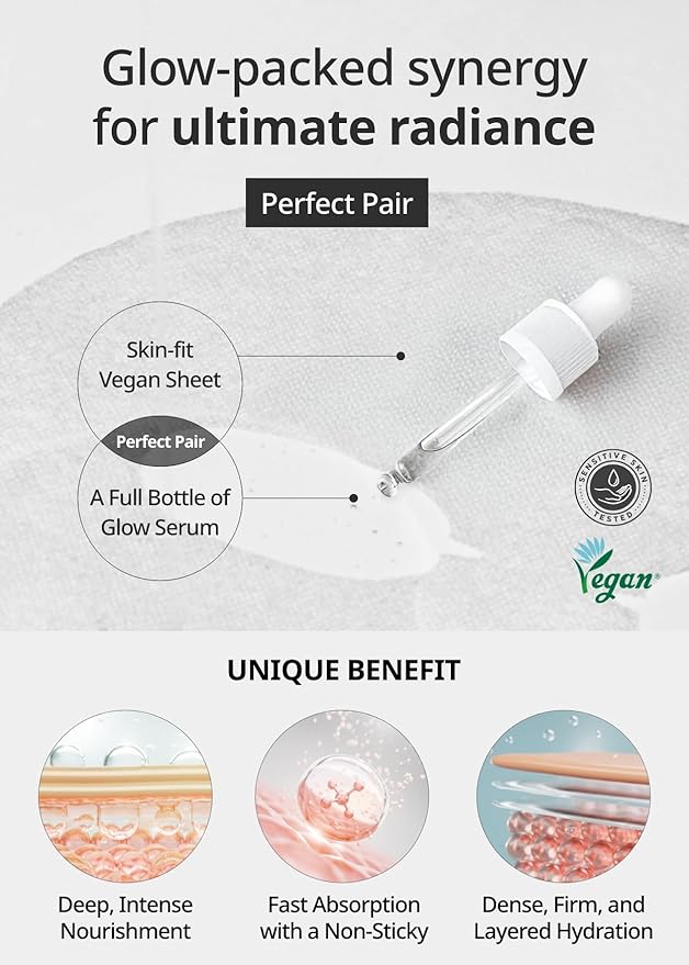 SNP Real Active Glutathione Ampoule Sheet Mask | Vegan Face Mask with Glutathione & Niacinamide |