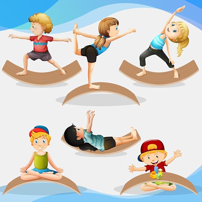 Balance Board Kids, [Natural Wood] Wobble Board for Kids Toddlers, Open Ended Montessori Waldorf