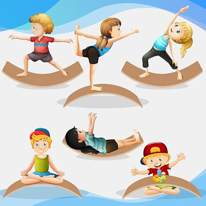 Balance Board Kids, [Natural Wood] Wobble Board for Kids Toddlers, Open Ended Montessori Waldorf