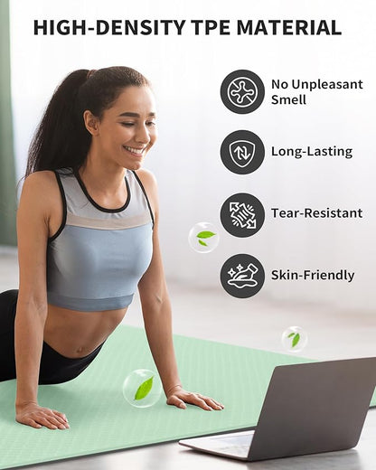CAMBIVO Large Yoga Mat (6'x 4'), Extra Wide Workout Mat for Men and Women, Yoga Mat Thick 1/3 &1/4