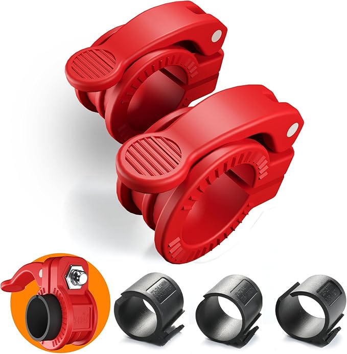 Narrow Barbell Clips 2.5cm Width for Olympic Bars, 0.9-1.18inch Adjustable Weight Clamps, Quick