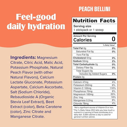 Ultima Replenisher Mocktini Electrolyte Powder Drink Mix – Sugar Free – Peach Bellini, 90 Servings