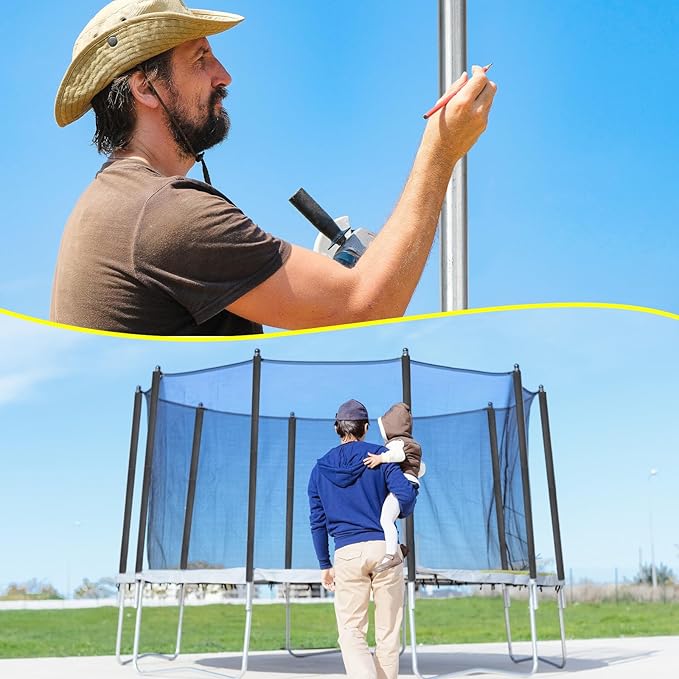 Blulu Trampolines Single Enclosure Pole Set Trampoline Replacement Parts Upper and Lower Enclosure