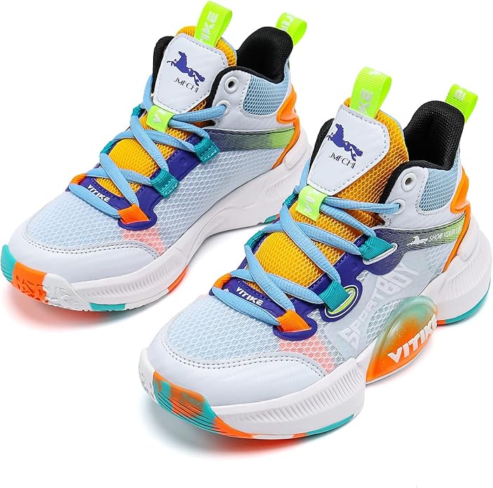JMFCHI Kids Basketball Shoes High-top Sports Shoes Sneakers Durable Lace-up Non-Slip Running Shoes
