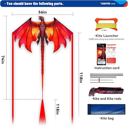 Complete Kite with Handle, Line & Accessories,Easy to Fly for Kids & Adults, Perfect for Beach