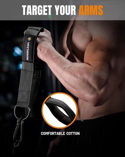 MANUEKLEAR Tricep Rope Cable Attachment Handles, Greater Range of Motion, Tricep Pull Down Rope for