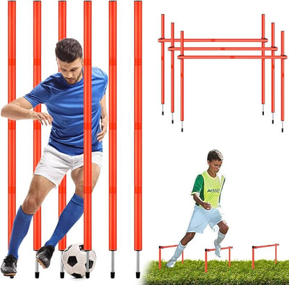 TOBWOLF 6PCS 6FT Adjustable Soccer Agility Training Poles, Detachable Sports Training Speed Sticks