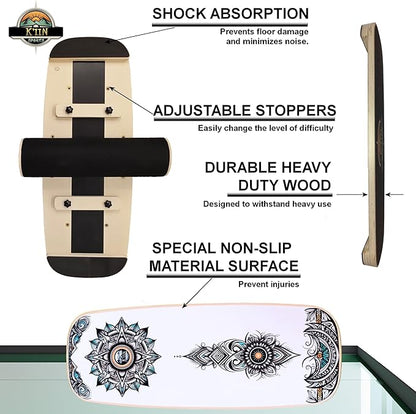Kiin Balance Board Trainer, adjustable stoppers ??Indo Board, Balancing Board for Surfing, Core
