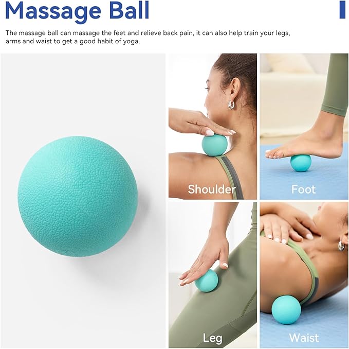 5 in 1 Foam Roller Set - Back Roller Foam, Massage Roller Stick, Massage Ball, Resistance Band for