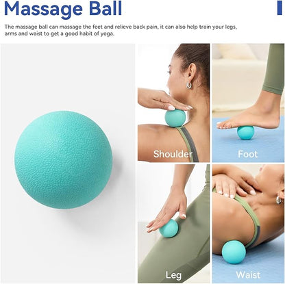 5 in 1 Foam Roller Set - Back Roller Foam, Massage Roller Stick, Massage Ball, Resistance Band for