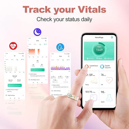 Advanced Smart Health Ring for Men & Women - IP68 Waterproof Health Tracker Ring with Heart Rate
