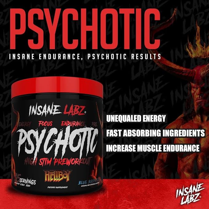Insane Labz Hellboy Edition, High Stimulant Pre Workout Powder and NO Booster with Beta Alanine, L