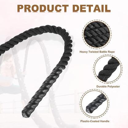 MECCANIXITY Battle Rope 10ft x 1 Inch Polyester Workout Rope Heavy Fitness Exercise Rope for