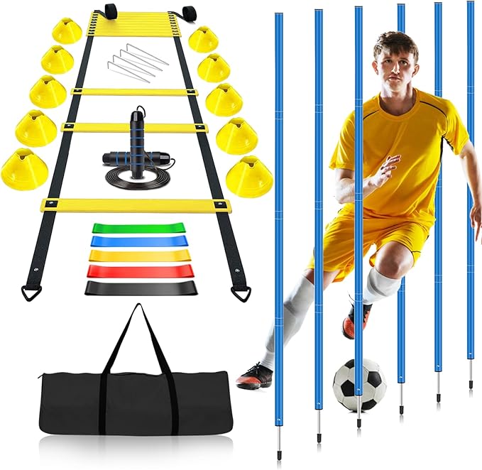 Soccer Agility Training Poles Equipment |Adjustable Soccer Equipment for Training Includes 6