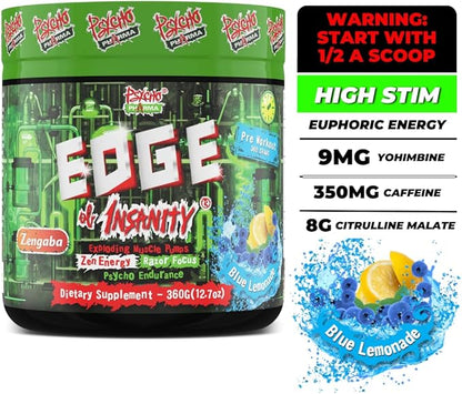 Psycho Pharma Strongest High Stim Preworkout Powder - Edge of Insanity - Most Intense Pre Workout