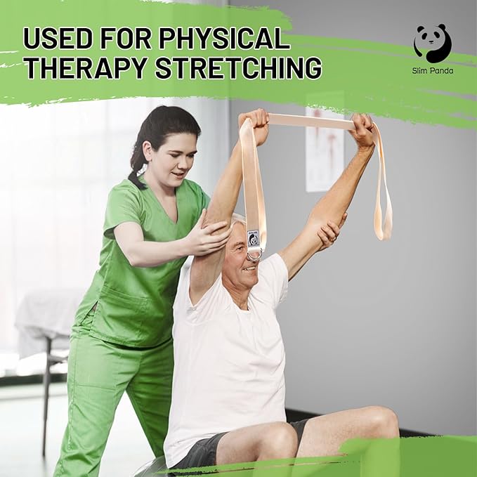 Slim Panda Yoga Strap for Stretching,Cotton Yoga Strap with Adjustable D-Ring Buckle,Non-Elastic