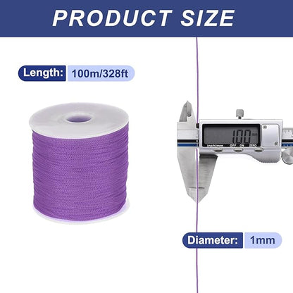MECCANIXITY 1/16 Inch Polypropylene Rope Braided Ropes, 328ft Nylon Rope Hollow Utility Cord for