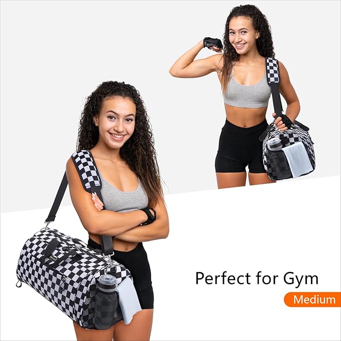 TOPDesign Gym Bag for Women & Men, Unisex Duffel Bag with Shoe Compartment & Wet Pocket for Travel
